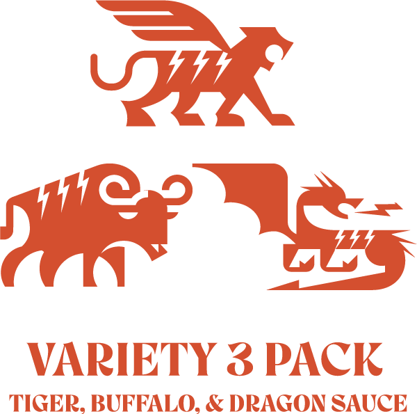 Experience the ultimate flavor adventure with our Wing Sauce Trio, featuring three bold and unique sauces. Start with the Asian Buffalo Wing Sauce, a fiery East meets West fusion charged with cayenne heat and garlic's aromatic kick. Whether tossed on wings, drizzled on sandwiches, or added to eggs, this sauce brings bold flavor without overwhelming your taste buds. Next, ignite your senses with our Dragon Wing Sauce, blending the intense heat of chili peppers with the creamy richness of mayo for a velvety, 