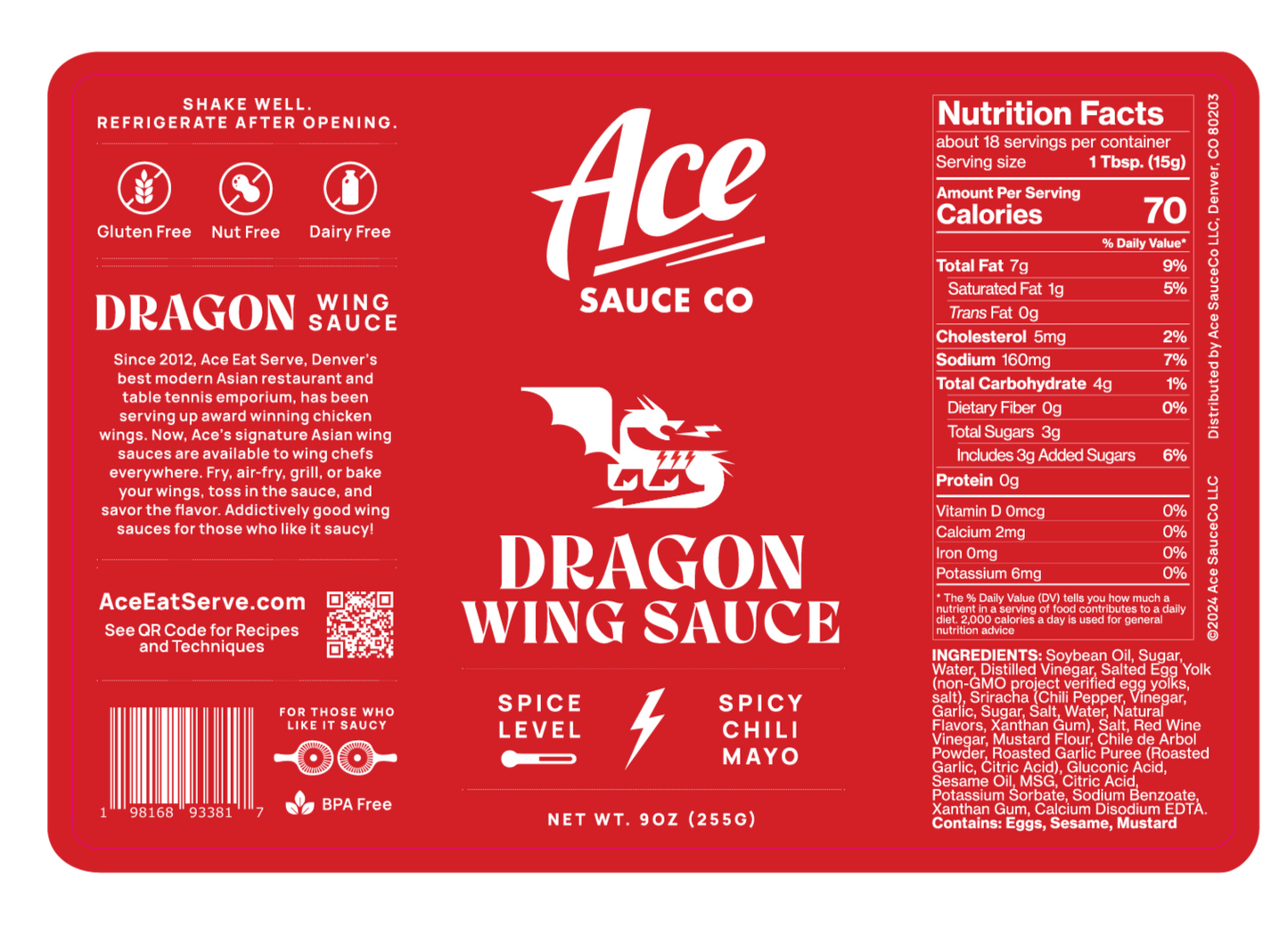 Ignite your senses with our Dragon Wing Sauce. This unique concoction blends the intense heat of chili peppers with the creamy richness of mayo, creating a velvety texture that coats your dish in bold, velvety flavor. Great for wings, sandwiches, salads, and as a dipping sauce (fries especially benefit from the creamy yet spicy kick).